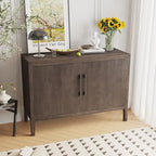 2-Door Wooden Storage Cabinet with Adjustable Shelf and Oak Legs