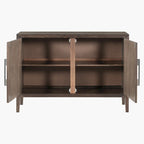 2-Door Wooden Storage Cabinet with Adjustable Shelf and Oak Legs