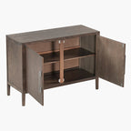 2-Door Wooden Storage Cabinet with Adjustable Shelf and Oak Legs