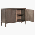 2-Door Wooden Storage Cabinet with Adjustable Shelf and Oak Legs