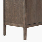 2-Door Wooden Storage Cabinet with Adjustable Shelf and Oak Legs