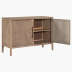 2-Door Wooden Storage Cabinet with Adjustable Shelf and Oak Legs