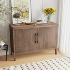 2-Door Wooden Storage Cabinet with Adjustable Shelf and Oak Legs