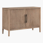 2-Door Wooden Storage Cabinet with Adjustable Shelf and Oak Legs