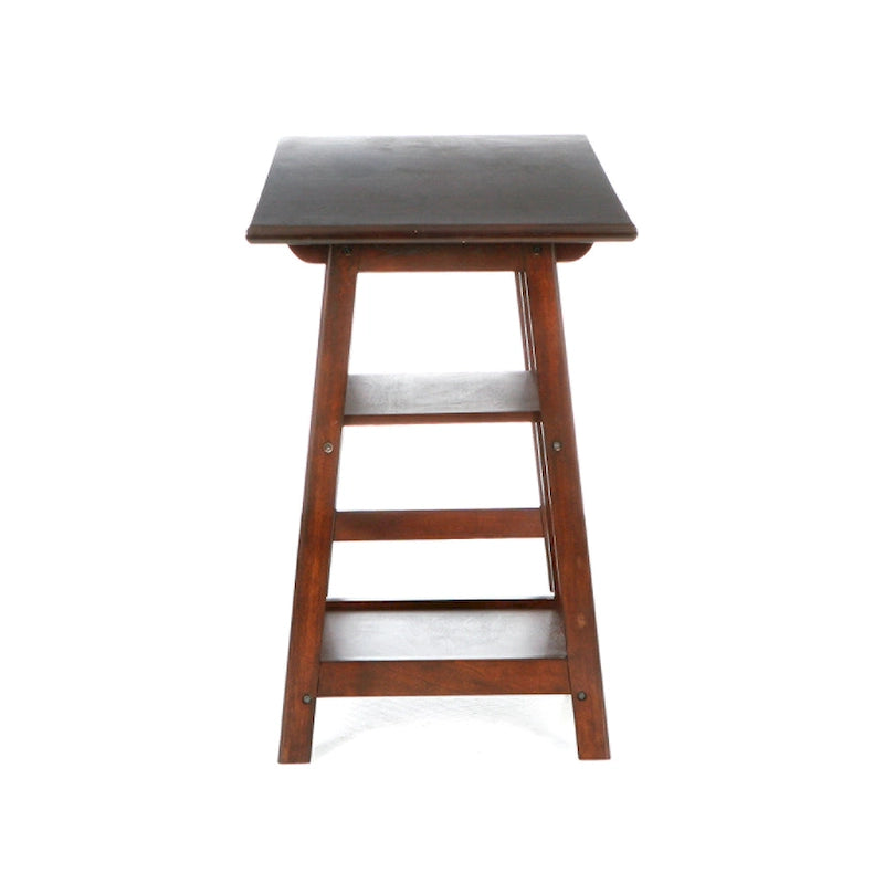 A-frame Espresso Writing Desk with Side Shelves