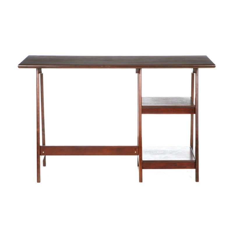 A-frame Espresso Writing Desk with Side Shelves