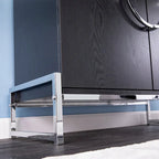 Double-Door Bar Cabinet with 6 Shelves and Chrome Accents