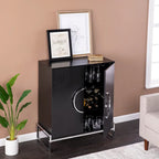 Double-Door Bar Cabinet with 6 Shelves and Chrome Accents