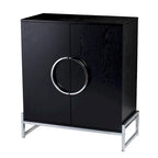 Double-Door Bar Cabinet with 6 Shelves and Chrome Accents