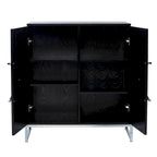 Double-Door Bar Cabinet with 6 Shelves and Chrome Accents