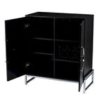 Double-Door Bar Cabinet with 6 Shelves and Chrome Accents