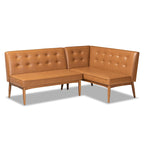 Faux Leather Dining Nook Banquette Set - 2 Benches, Mid-Century