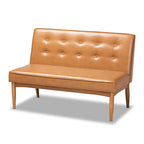 Faux Leather Dining Nook Banquette Set - 2 Benches, Mid-Century