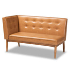 Faux Leather Dining Nook Banquette Set - 2 Benches, Mid-Century