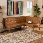 Faux Leather Dining Nook Banquette Set - 2 Benches, Mid-Century