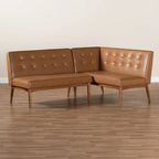 Faux Leather Dining Nook Banquette Set - 2 Benches, Mid-Century