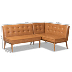 Faux Leather Dining Nook Banquette Set - 2 Benches, Mid-Century