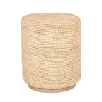Handwoven Grey Raffia Accent Ottoman and Side Table