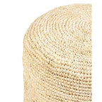 Handwoven Grey Raffia Accent Ottoman and Side Table