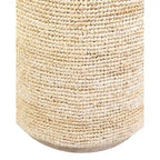 Handwoven Grey Raffia Accent Ottoman and Side Table