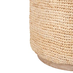 Handwoven Grey Raffia Accent Ottoman and Side Table