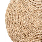 Handwoven Grey Raffia Accent Ottoman and Side Table