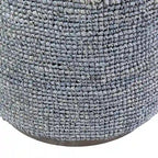 Handwoven Grey Raffia Accent Ottoman and Side Table