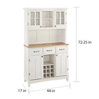 Off-White Buffet Server with Hutch and Wood Top
