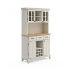 Off-White Buffet Server with Hutch and Wood Top