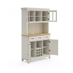 Off-White Buffet Server with Hutch and Wood Top