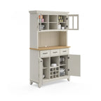 Off-White Buffet Server with Hutch and Wood Top