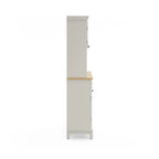 Off-White Buffet Server with Hutch and Wood Top