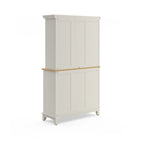 Off-White Buffet Server with Hutch and Wood Top