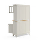 Off-White Buffet Server with Hutch and Wood Top