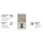 Off-White Buffet Server with Hutch and Wood Top