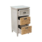 Solid Wood Acacia and Seagrass Accent Cabinet with Drawer