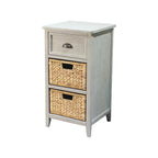 Solid Wood Acacia and Seagrass Accent Cabinet with Drawer