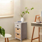 Solid Wood Acacia and Seagrass Accent Cabinet with Drawer