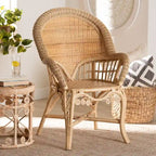 Bohemian Natural Rattan Accent Chair - Handcrafted