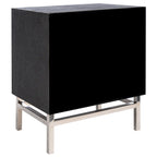 Art Deco 2-Drawer Nightstand with Silver Metal Legs