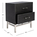 Art Deco 2-Drawer Nightstand with Silver Metal Legs