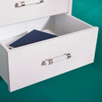 Art Deco 2-Drawer Nightstand with Silver Metal Legs
