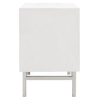 Art Deco 2-Drawer Nightstand with Silver Metal Legs