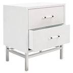 Art Deco 2-Drawer Nightstand with Silver Metal Legs