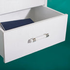 Art Deco 2-Drawer Nightstand with Silver Metal Legs