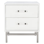 Art Deco 2-Drawer Nightstand with Silver Metal Legs