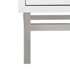 Art Deco 2-Drawer Nightstand with Silver Metal Legs