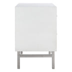 Art Deco 2-Drawer Nightstand with Silver Metal Legs
