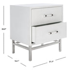 Art Deco 2-Drawer Nightstand with Silver Metal Legs