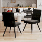 Black Dining Chairs Set of 2, Velevt Dining Room Chairs Upholstered Armless Chairs Kitchen Side Chairs